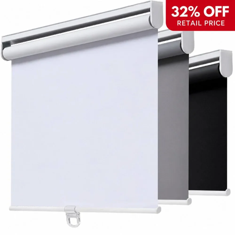 Brand New AOSKY Cordless Blackout Roller Shade – White, 62